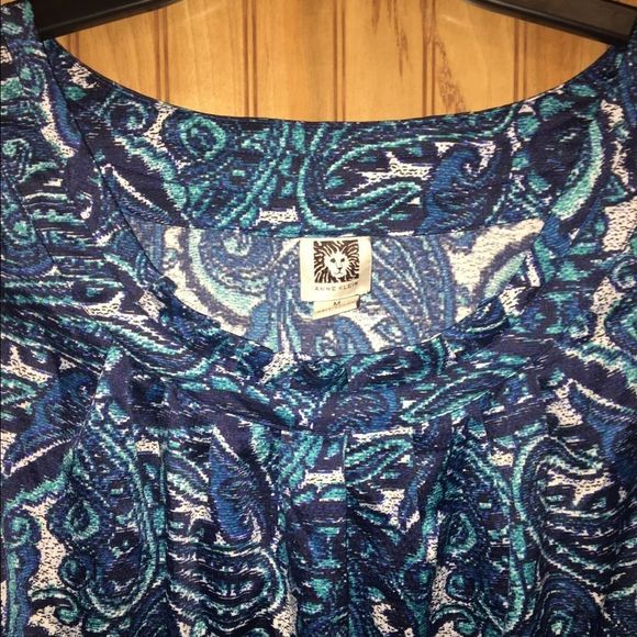 Anne Klein Blue Paisley Top Sz M - Picture 4 of 5
